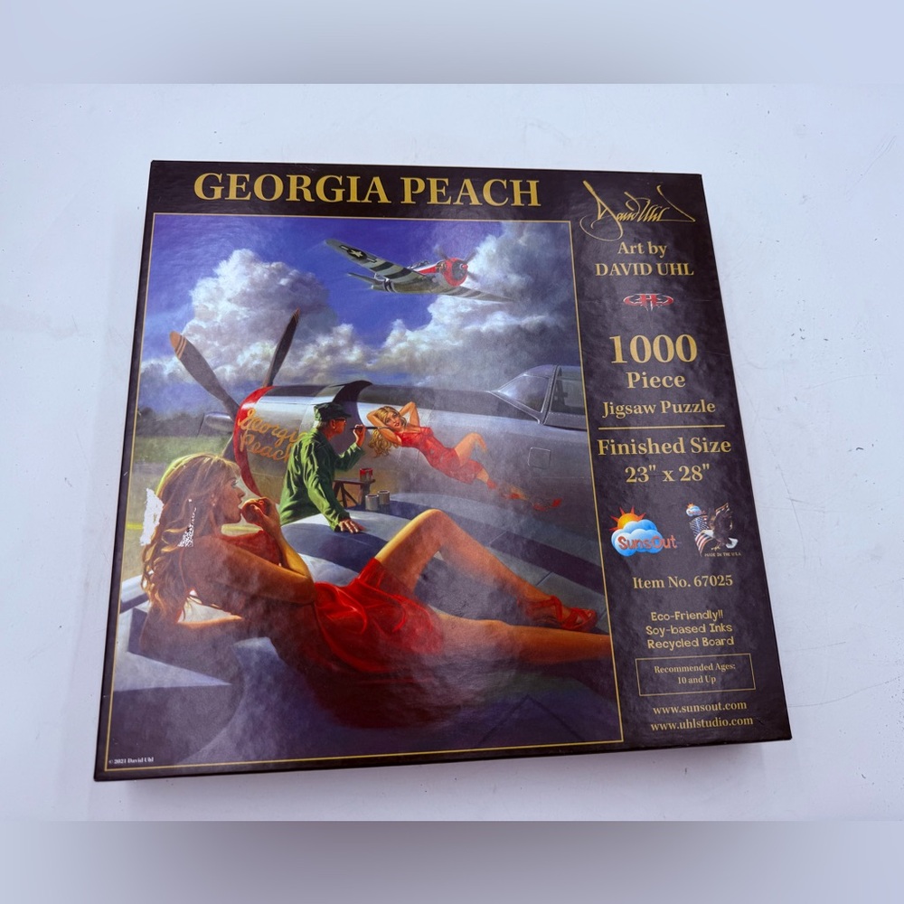 David Uhl Art Georgia Peach Military WWII PinUp SunsOut Jigsaw Puzzle 1000 Piece